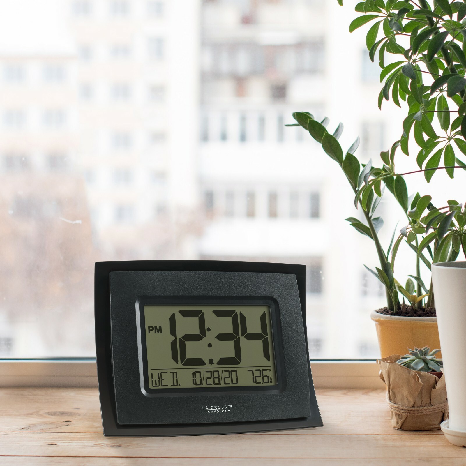 WT-8002U-B La Crosse Technology Digital Wall Clock with IN Temperature - Black