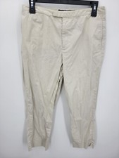 Ralph Lauren Sport Pants Womens 8 Tan Flat Front Tapered Chino Preppy Casual