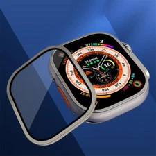 For Apple Watch Ultra 49mm Aluminium Alloy Frame Tempered Glass Screen Protector