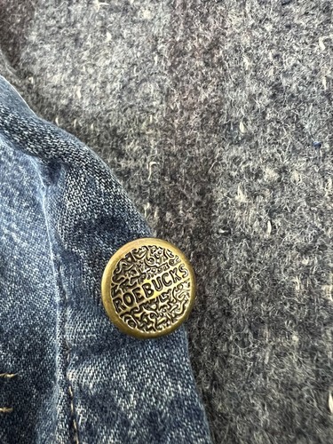 VTG Roebucks Men's Blanket Lined Chore Denim Distressed Jean Jacket USA - Medium - Picture 12 of 15
