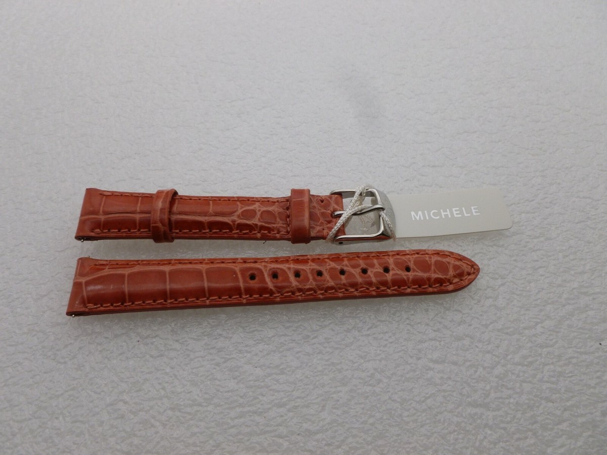 Michele 16 mm Genuine Alligator Brown Watch Band Strap NEW Michele Womens 16mm Dark Brown Genuine Alligator Leather  main image 2