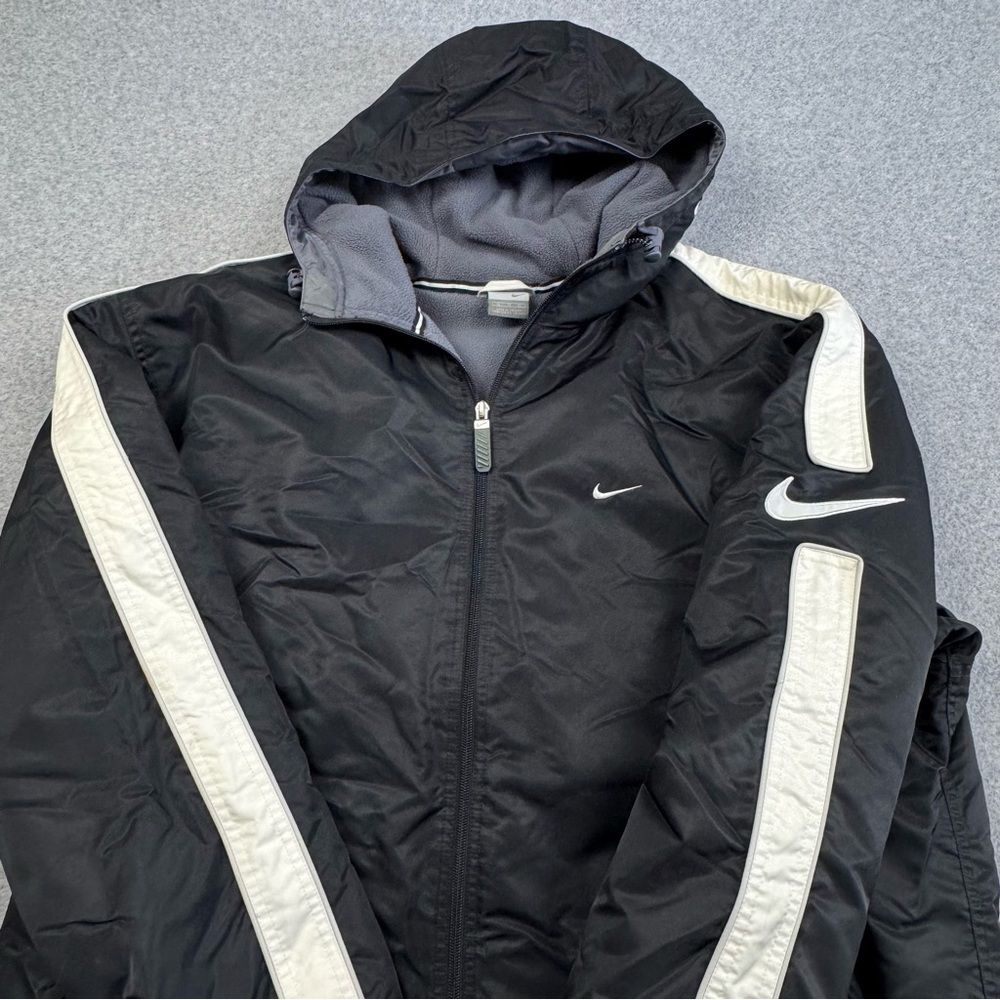 SACAI X NIKE Giacca vintage Y2K Nike foderata in pile con cappuccio uomo XL nylon poliestere logo nero