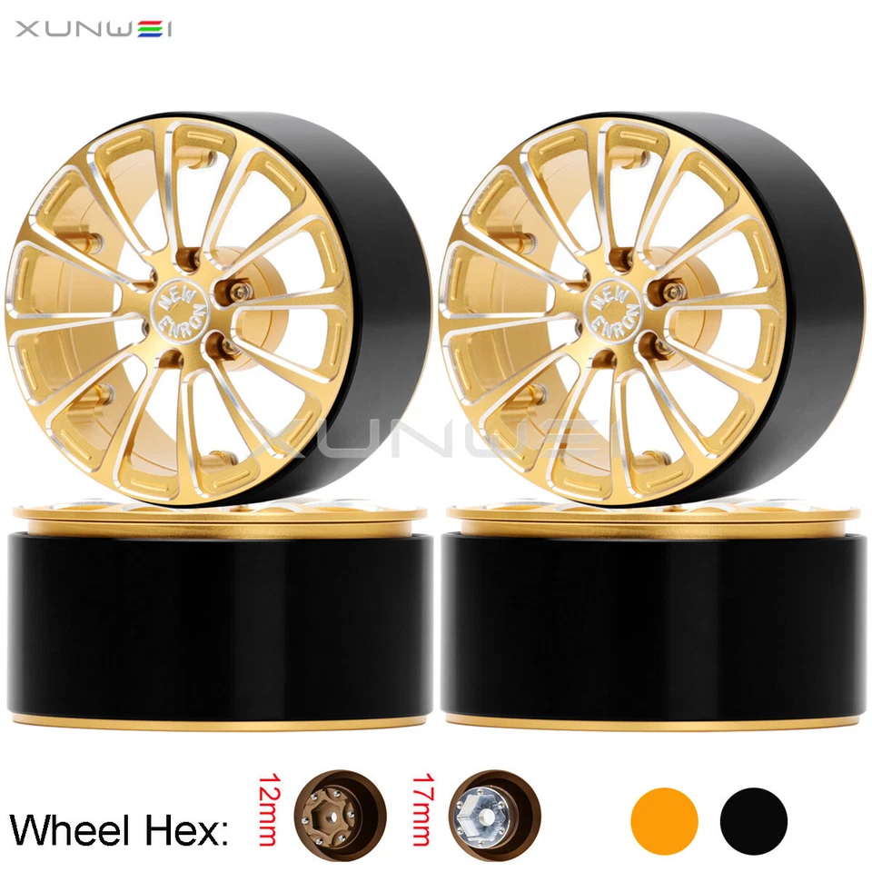 2.6" Beadlock Wheel Rim Hub HEX 12&17mm for 1/7 1/8 RC Crawler MK07 H8H 4082 KM4 - Image 4 of 4