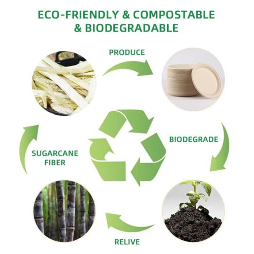 Paper Plates 125 Count Compostable Disposable Paper Plates Party Plates 9 Inch H - Picture 4 of 7