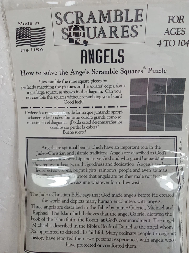 B Dazzle Angels Scramble Squares 9 Piece Puzzle Game Vintage 1994 - Image 4 of 4