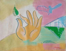 Léopold Survage Signed Cubist Abstract Oil Painting on Canvas -French Modern Art