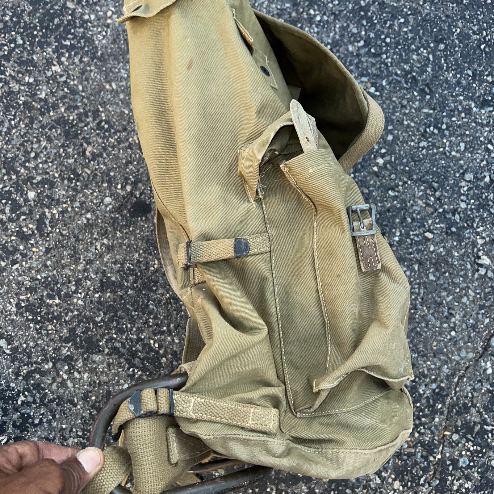 VTG 1942 WWII US ARMY MEESE? OD Canvas Metal Frame Backpack Rucksack ...