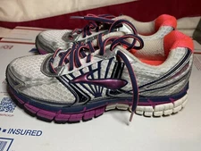 Brooks Adrenaline GTS 14 Mogo White Silver Running Shoes Womens Sz 6.5