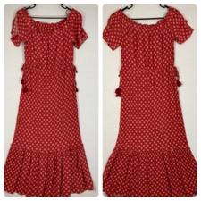 1. State Red Polka Dot Floral Midi Summer Dress Medium