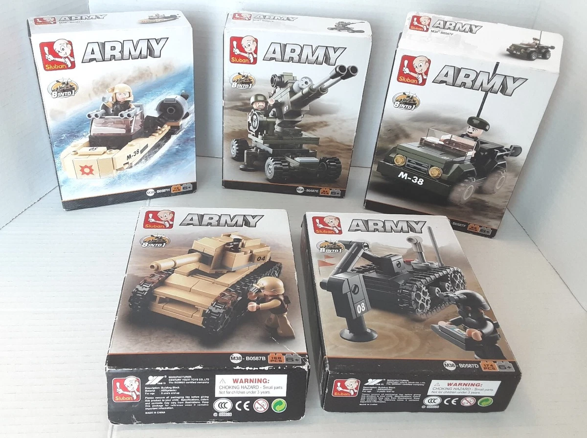 Sluban Army Building Blocks Lot 5 B0587F, BO587E, BO587H, BO587B, BO587D 4  NEW