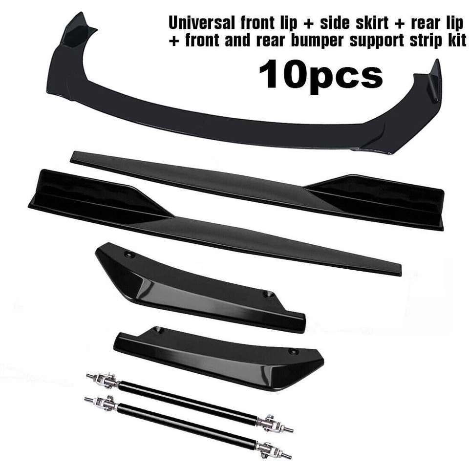 For Dodge Grand Caravan 99-20 Front Bumper Lip Splitter Spoiler Glossy Black Kit - Image 2 of 4