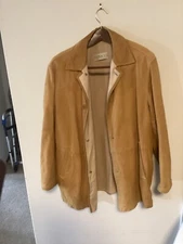 Vintage Gimo's Jacket Mens L Brown Leather Suede Wool Softshell Coat Pockets