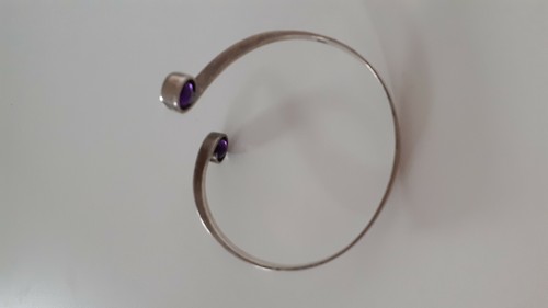 SILBER ARMREIF ° 835 / 1000 ° Modernist ° AMETHYST ° Silberschmuck ° - Picture 7 of 12