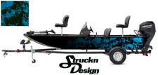 Black Blue Skulls Graphic Abstract Fishing Bass Boat Wrap Decal Vinyl Pontoon