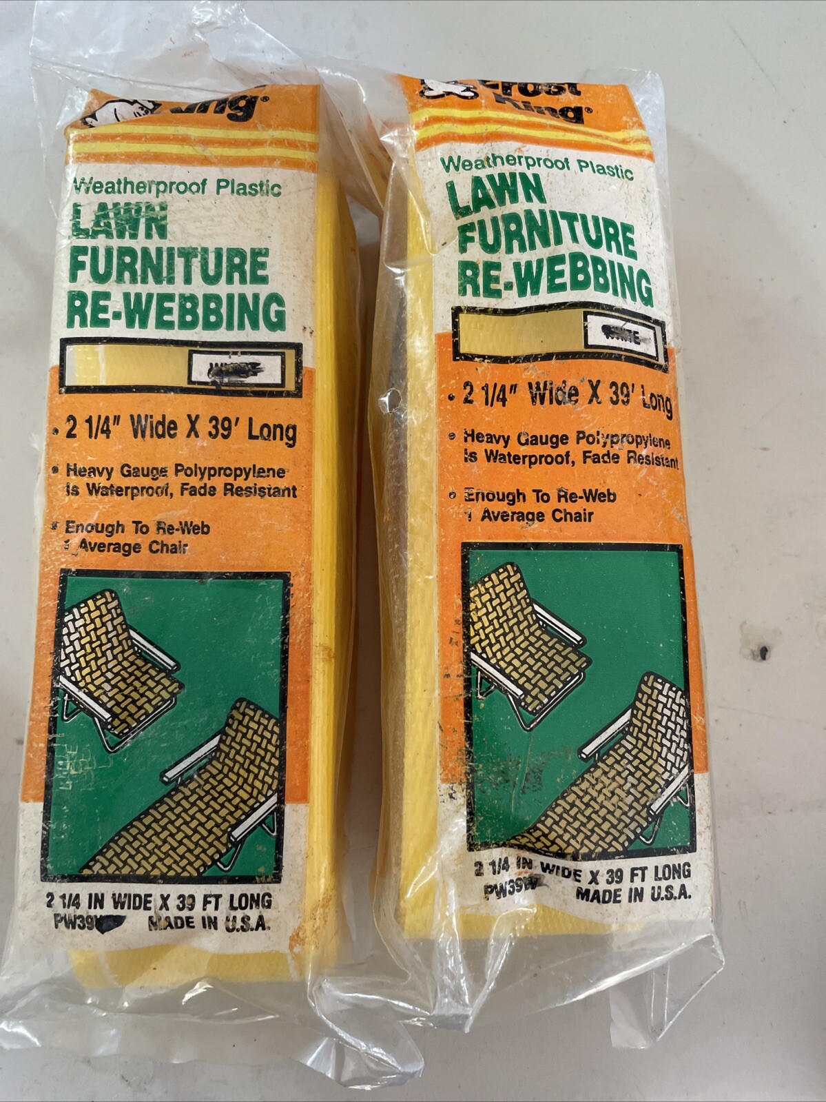 Vintage Frost King Lawn Furniture Webbing 39 Feet Yellow & White PW39Y