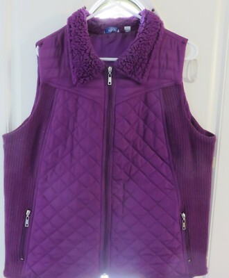 Indigo Great Northwest Women's Plus 1XL Sherpa Collar Quilted Vest Plum