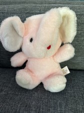 Vintage princess soft toys Plush Pink Elephant Baby Rattle Stuffed Animal 8"
