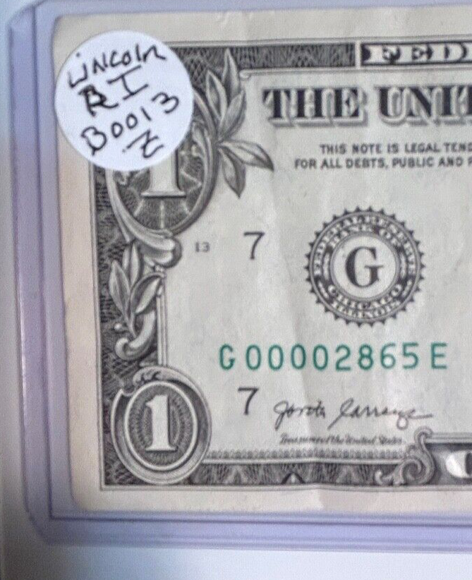 2017A FANCY LOW SERIAL NUMBER NOTE G000 02865 E LINCOLN RI ZIP CODE eBay