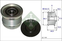INA 535 0182 10 Generatorfreilauf For Ford Volvo