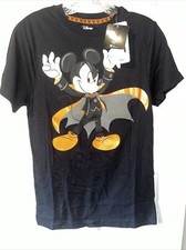 Disney Mickey Mouse Men's Halloween Glow In The Dark Family T-Shirt Small Black