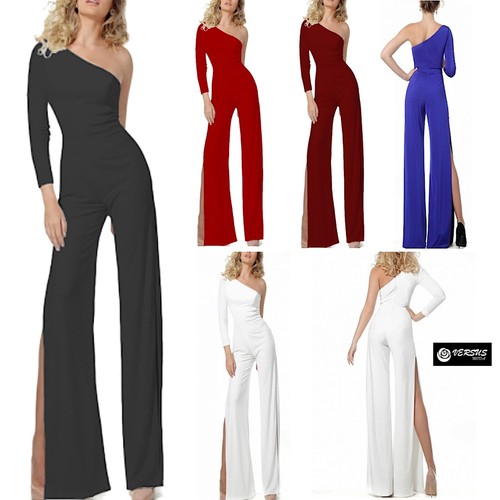 Tuta Donna Cerimonia Monospalla Pantaloni Zampa Party Woman Jumpsuit  660034C | eBay