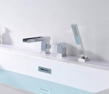 SUMERAIN Deck Mount Waterfall Roman Tub Faucet with Hand Shower Chrome S2148W-CH