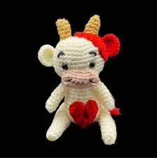 Amigurumi Crochet Love Cow Red White Handmade by Me
