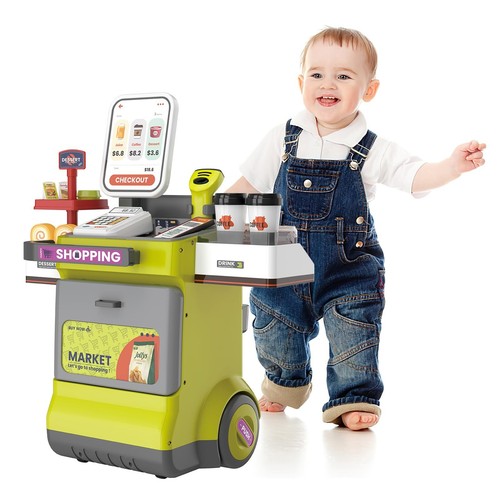 Juego de caja registradora deAO para niños 48 piezas tienda infantil supermercado juego prete... - Imagen 2 de 7