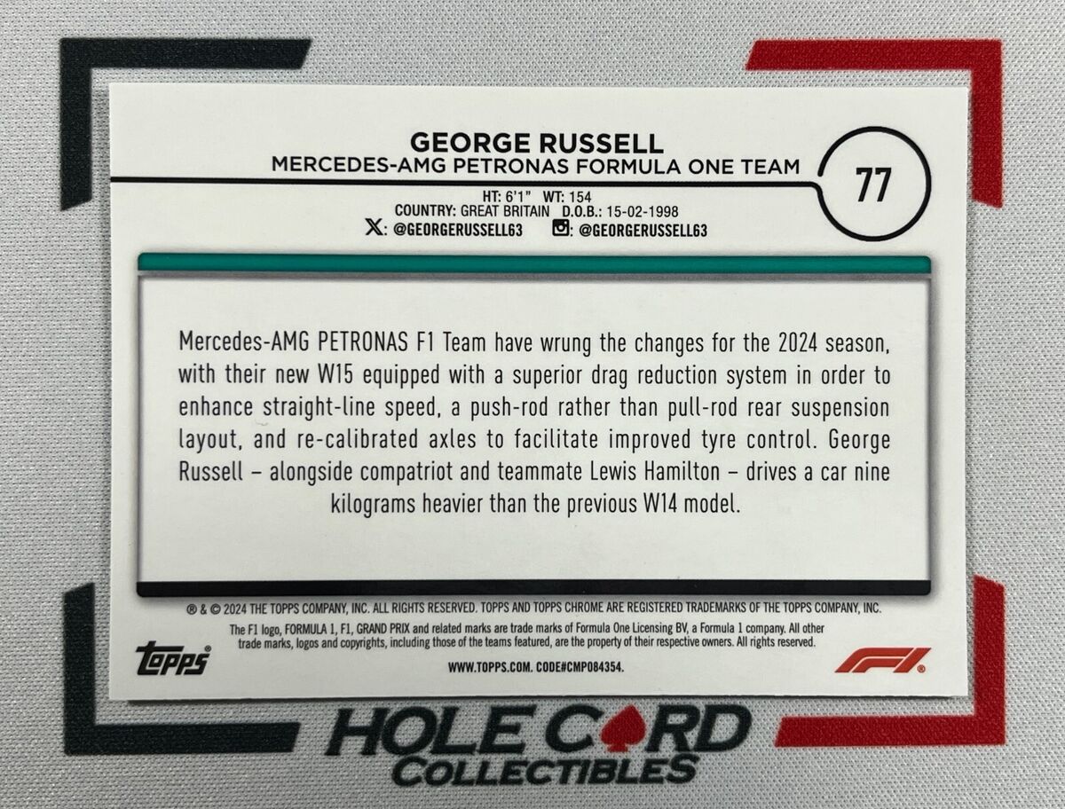 GEORGE RUSSELL 2024 Topps Chrome Formula 1 F1 #77 Green GEORGE RUSSELL 2024 Topps Chrome Formula 1 F1 #77 Green