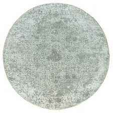 13'10" x 13'10" Gray Broken Zoroastrian Wool and Silk Round Oriental Rug R90483