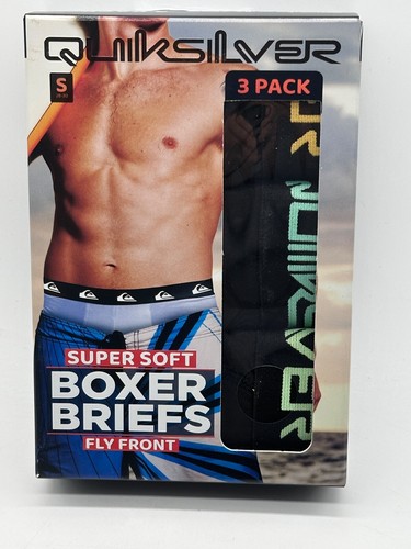 NEW 3 PACK MEN'S QUICKSILVER SUPER SOFT BOXER BRIEFS FLY FRONT S/M/L TAG FREE - Picture 2 of 27