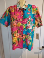 VTG NWT Karen Kane Floral Button Up Blouse/w pocket ROSES Made in USA Sz 12