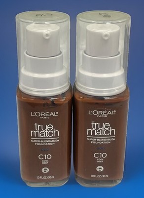 L'Oreal True Match Super-Blendable Foundation C10 Deep Cool 2 Bottles New!
