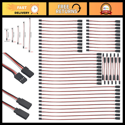 50 PCS 3 Pin Servo Extension Lead Wire Cable Male to Female for Futaba JR - 5 Si