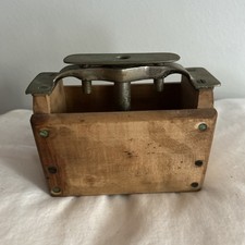 Antique Butter Pat Mold Stamp Farm Tool Unique Dairy Press Brass Wood