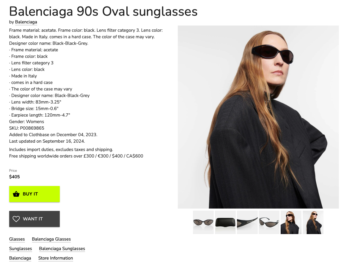 Authentic Balenciaga Eyewear new 90s oval sunglasses unisex | eBay