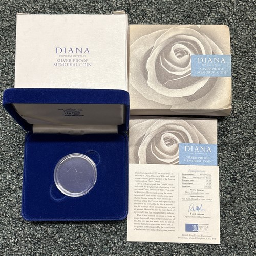 1999 Royal Mint £5 Silver Proof Box & COA - Princess Diana Memorial NO COIN