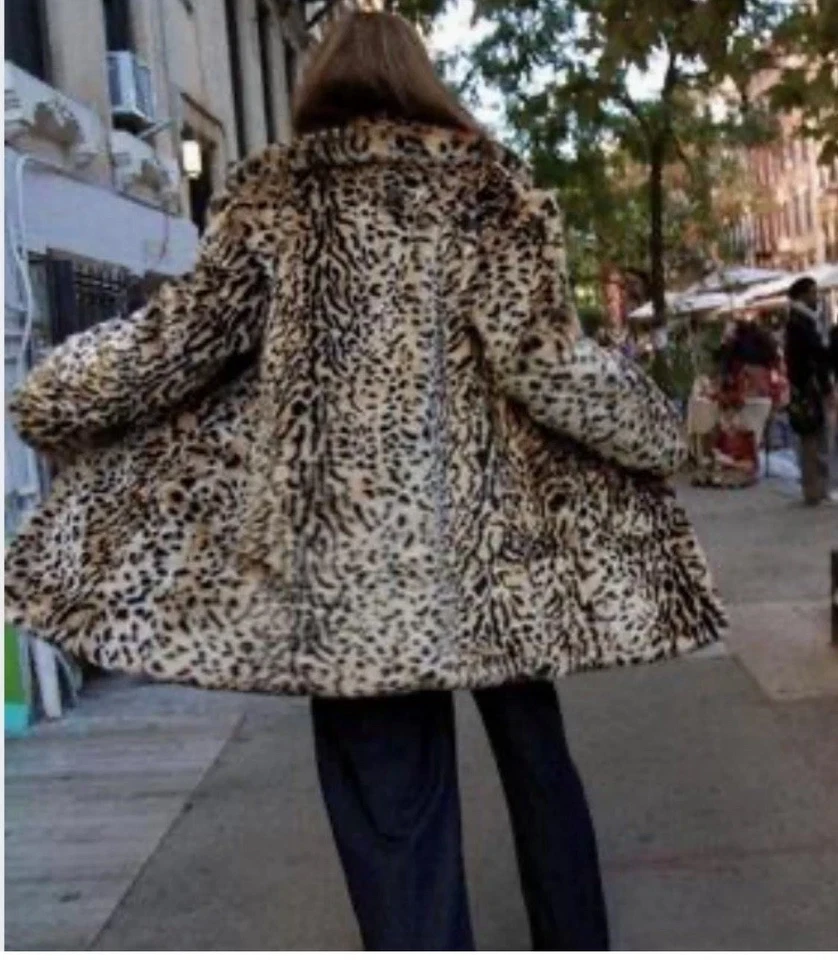 Zara Animal Print Faux Fur Coat Leopard Beige Brown Size XS REF:1255/771 New - Image 3 of 4