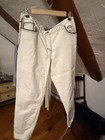 Per Se White Denim Eyelet Floral Pearl Embroidered Pants Size 8 Casual Summer — photo 4