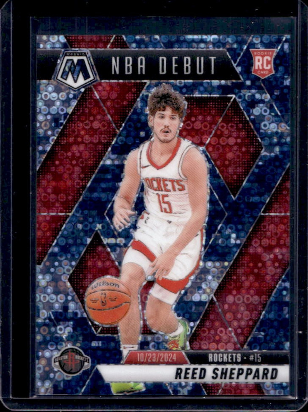 2024-25 Mosaic Reed Sheppard RC Fast Break Blue Camo NBA Debut #29/35 Rockets