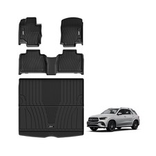 3W Floor Mats & Cargo Liner for Benz GLE 2020-2026, TPE All Weather Custom Fi...