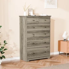 Modern Wooden Storage Chest of Drawers Tall 6-Drawer Dresser Storage Cabinet