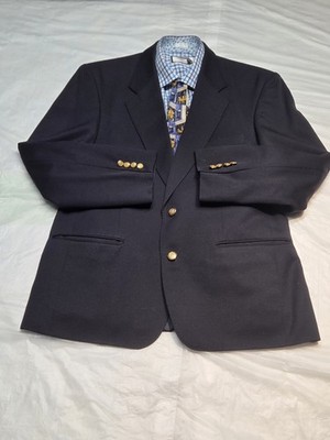 St Michael Mark & Spencer Blazer Sport Jacket Men 40 Wool Black  Pocket Isreal