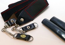 Hippy Style Black/Red stripe 40" Camera Strap with metal swivel lugs - sturdy