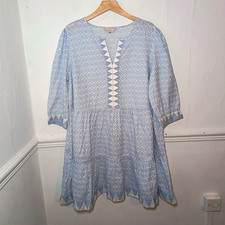 F&F Womens Dress Blue Size UK 18 Cotton Mix Boho Tiered Whimsy Fairy Festival
