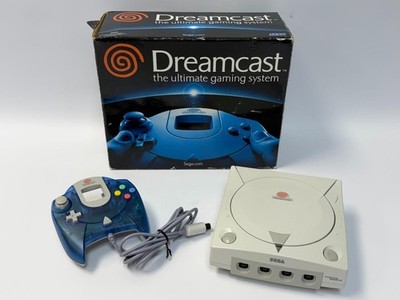 SEGA Dreamcast HKT 3020 White Console w/ Original Box and OEM Blue Controller