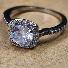 Vintage Sterling Silver White Crystal Wedding band Ring size 9