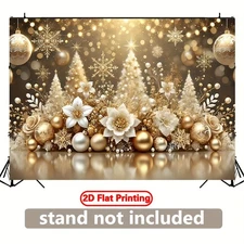 2D Flat Banners, Golden Christmas Decorative Art Fabric Wall Covering, 8x6 Feet,