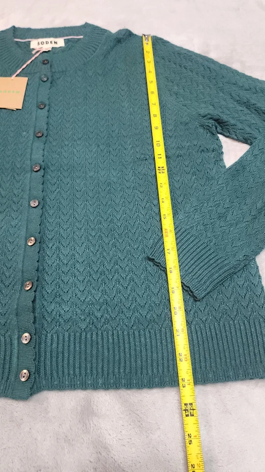 Cárdigan Boden Drake Verde Grande Diane Pointelle Mezcla Cachemira Nuevo con Etiquetas Foto 4 de 4