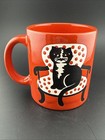 Vintage Waechtersbach W Germany Red Black Cat Mug Polka Dot Chair — photo 1